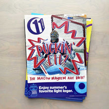 Load image into Gallery viewer, 11th Hour magazine's cover for October 12–27, 2018 featuring the Macon Mayhem hockey team. Big letters in front of the goalie say, "puckin' eh?"