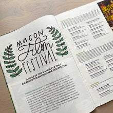 Load image into Gallery viewer, Hand lettered logo for Macon Film Festival featured in the 11th Hour