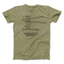 Load image into Gallery viewer, Tan tee with print of a bowl of ramen and chopsticks and "Kinjo" printed on the top right of the bowl