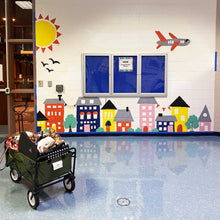 Load image into Gallery viewer, Center view of the "habits at home" mural with a view of the mural before the text