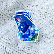Load image into Gallery viewer, Three state of Georgia shaped stickers stacked on white crocheted fabric background