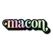 Load image into Gallery viewer, Black and holographic sticker with "macon" text.