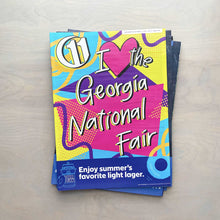 Load image into Gallery viewer, 90s tribute to the Georgia National Fair in hot pink, purple, neon yellow, and bright blue on the cover of 11th Hour magazine 
