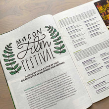 Load image into Gallery viewer, Hand lettered logo for Macon Film Festival featured in the 11th Hour
