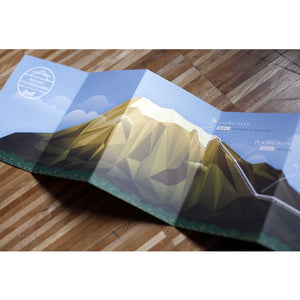 folded brochure of mountain graphic map